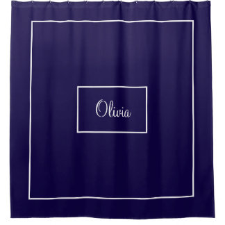 Blue monogrammed  shower curtain
