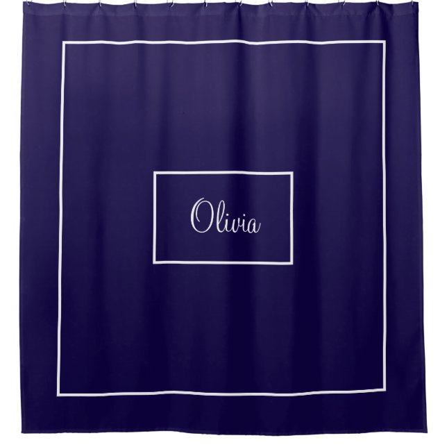 Blue monogrammed  shower curtain (Front)