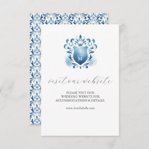 Blue Monogrammed Wedding Website Insert Card