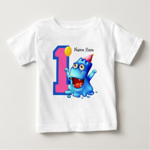 Blue Monster 1st Birthday Custom Baby T-Shirt