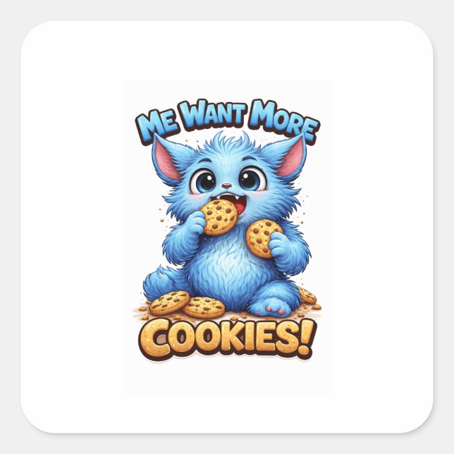 Blue Monster Square Sticker (Front)