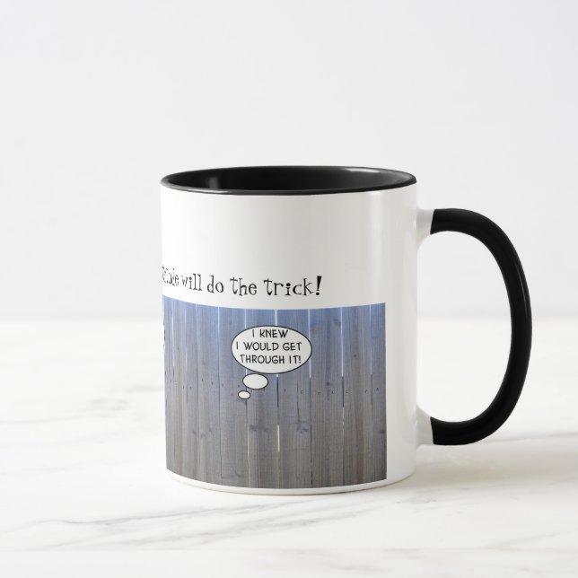 Blue Monster Stuck in Fence Mug (Right)