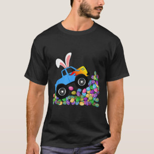 Blue Monster Truck Climbing Easter Eggs Kids T-Shirt