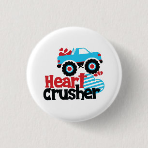 Blue Monster Truck Heart Crusher Valentine 3 Cm Round Badge