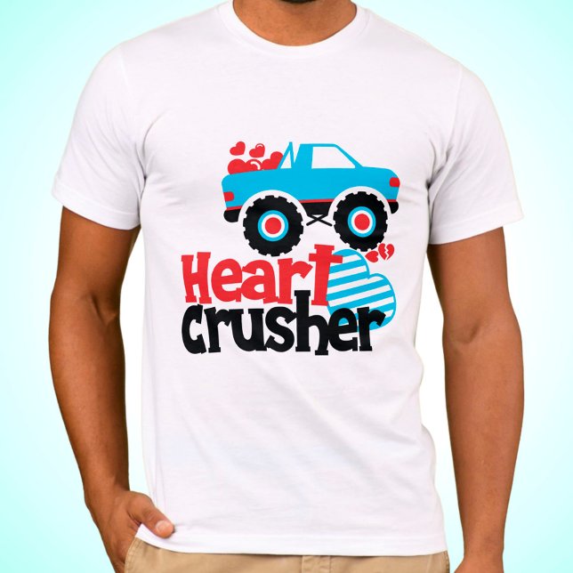 Blue Monster Truck Heart Crusher Valentine T-Shirt (Creator Uploaded)