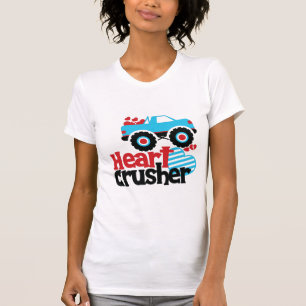 Blue Monster Truck Heart Crusher Valentine T-Shirt