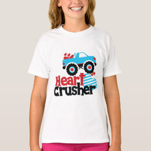 Blue Monster Truck Heart Crusher Valentine T-Shirt