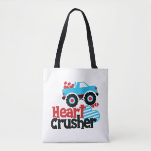 Blue Monster Truck Heart Crusher Valentine Tote Bag
