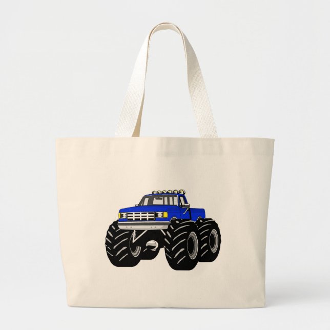 BLUE MONSTER TRUCK LARGE TOTE BAG (Front)