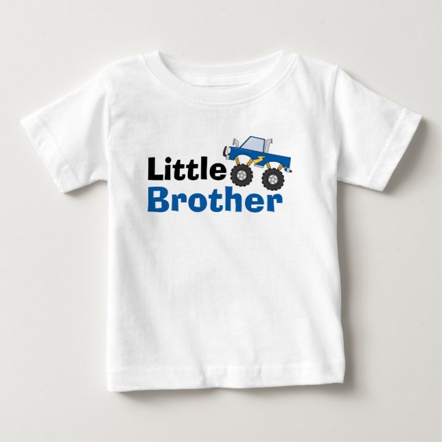 Blue Monster Truck Little Brother Baby T-Shirt (Front)
