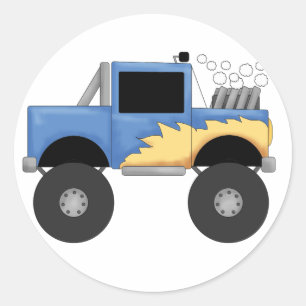 Blue Monster Truck Tshirts and Gifts Classic Round Sticker