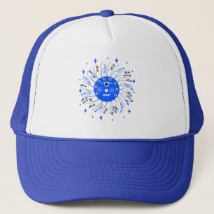 Blue monster trucker hat