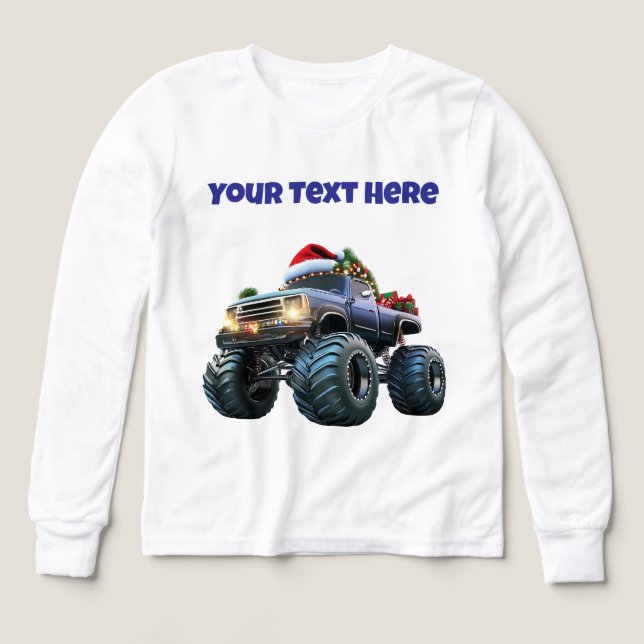 Blue Monster Xmas Truck- Editable Tri blend Tshirt (Design Front)