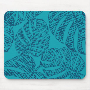Blue monstera leaves . mouse pad