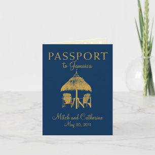 Blue Montego Bay Jamaica Passport Save the Date Invitation