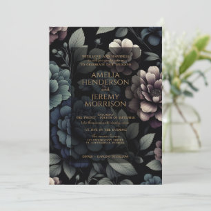 Blue Moody Floral Invitation