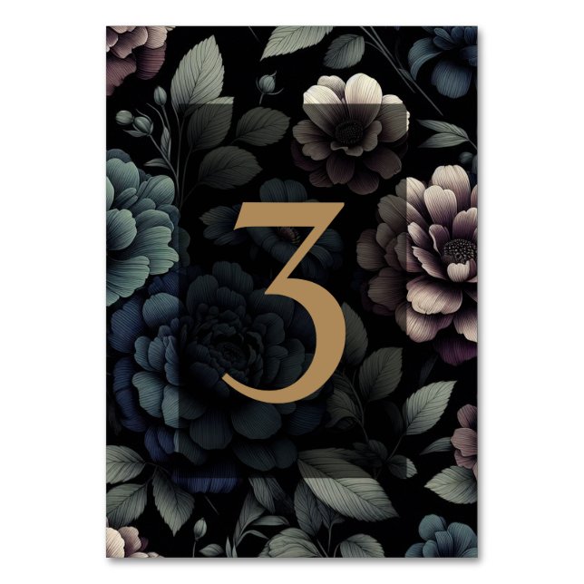 Blue Moody Floral Table 3 Number (Front)