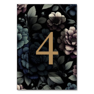 Blue Moody Floral Table 4 Number