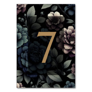Blue Moody Floral Table 7 Number