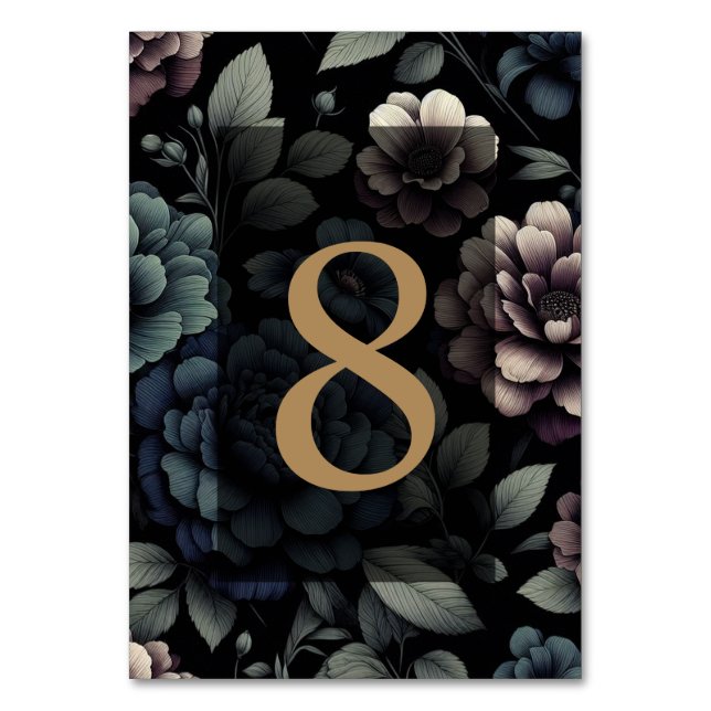 Blue Moody Floral Table 8 Number (Front)