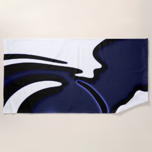 Blue Moon: Abstract Blue, White & Black Beach Towel