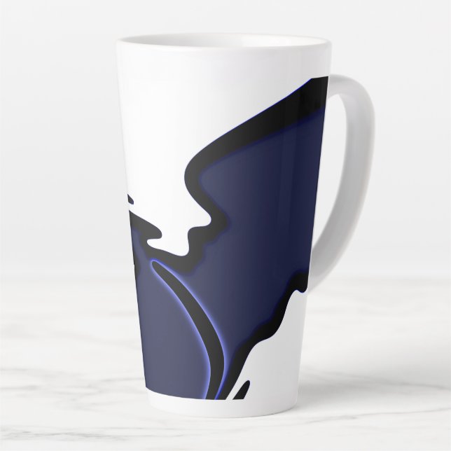 Blue Moon: Abstract Blue, White & Black Latte Mug (Right Angle)