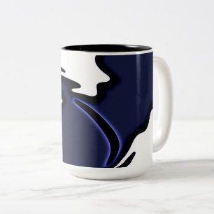 Blue Moon: Abstract Blue, White & Black Two-Tone Coffee Mug