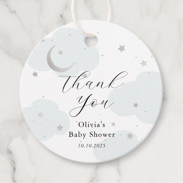Blue Moon and Silver Stars Favour Tags (Front)