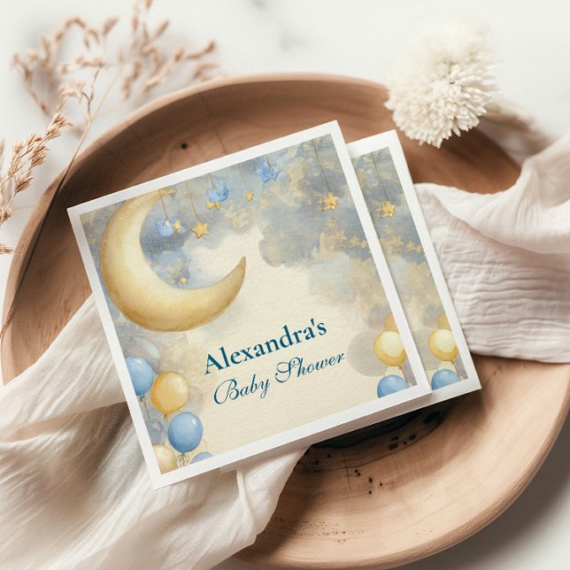 Blue Moon and Stars Baby Shower Napkin (Creator Uploaded)