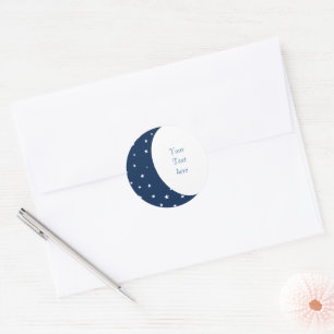 Blue moon and stars customizeable classic round sticker