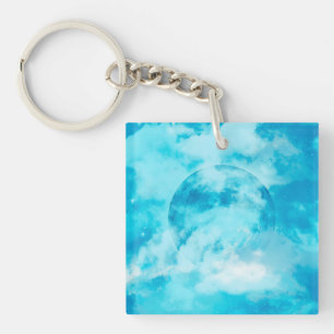 BLUE MOON ARTISTIC NIGHT SKY   KEYCHAIN