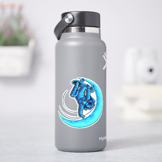Blue Moon Astronaut Skateboard 4" Kiss Cut Vinyl (HydroFlask)
