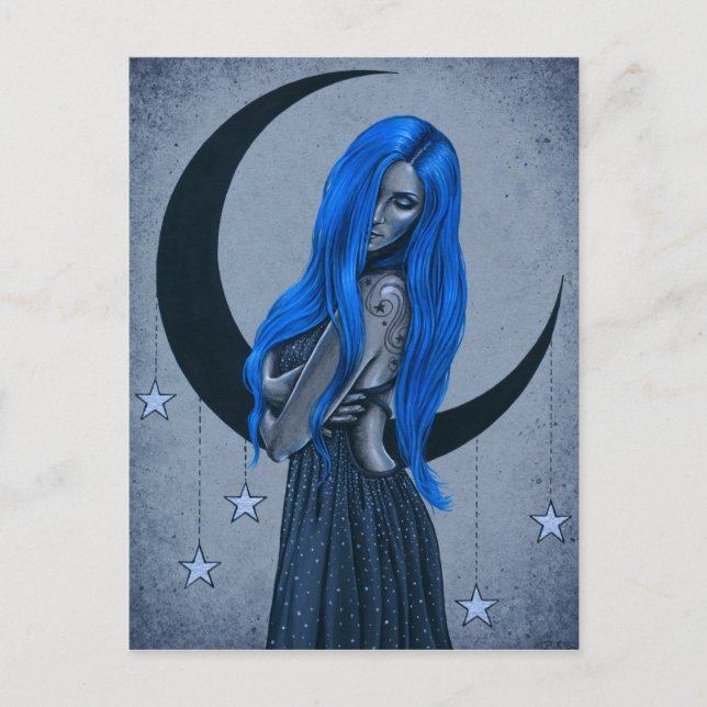 Blue Moon Celestial Fantasy Art Postcard (Front)
