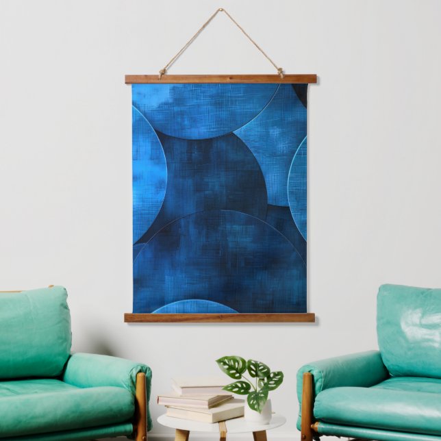 Blue Moon Circles Hanging Tapestry (Living Room)