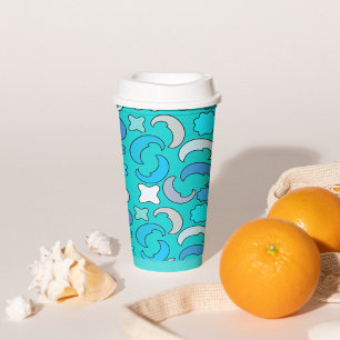 Blue Moon Clouds Pattern Paper Cups