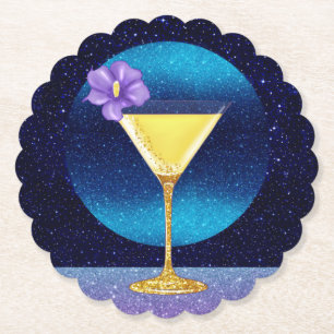 Blue Moon Cocktail Paper Coaster