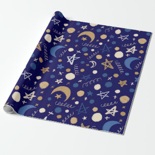 Blue Moon Festival Seamless Pattern Wrapping Paper
