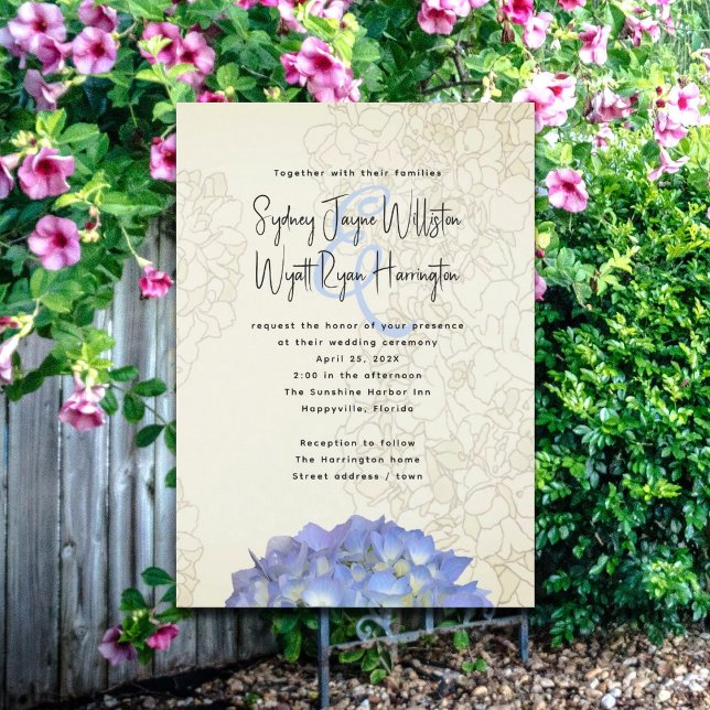 Blue Moon Floral Artwork Wedding Invitations (Creator Uploaded)