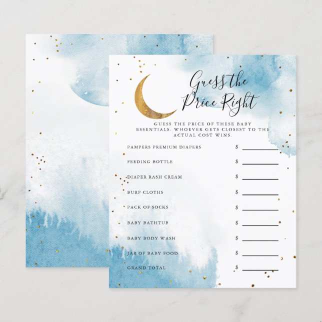 Blue Moon Guess The Price Right Baby Shower Game (Front/Back)