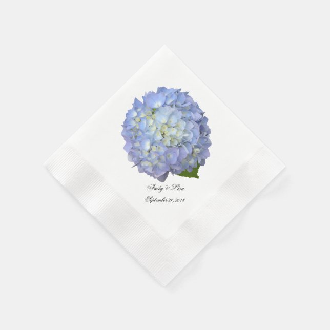 Blue Moon Hydrangea Custom Wedding Napkin (Corner)