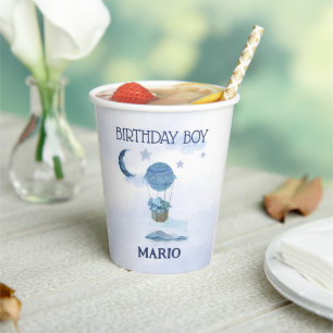 Blue moon little elephant birthday boy paper cups