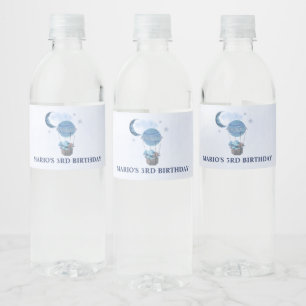 Blue moon little elephant Birthday Party  Water Bottle Label