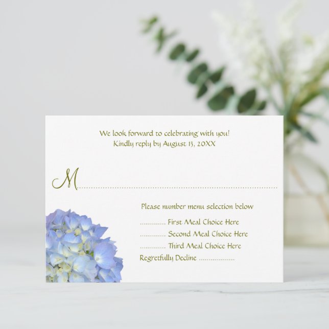 Blue Moon Menu Selection Wedding Reply Card (Standing Front)