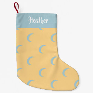 Blue moon patterned small christmas stocking