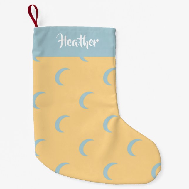 Blue moon patterned small christmas stocking (Front)