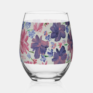 Blue Moon Rose Floral Stemless Wine Glass
