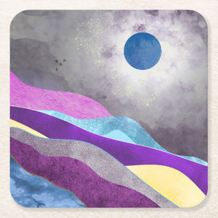 Blue Moon Square Paper Coaster