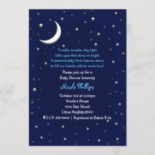 Blue Moon & Stars Celestial Baby Shower Invitation