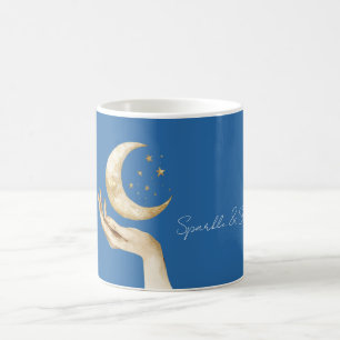 Blue Moon Stars Hand Gold Coffee Mug