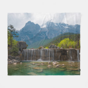 Blue Moon Valley Jade Dragon Snow Mountain Fleece Blanket
